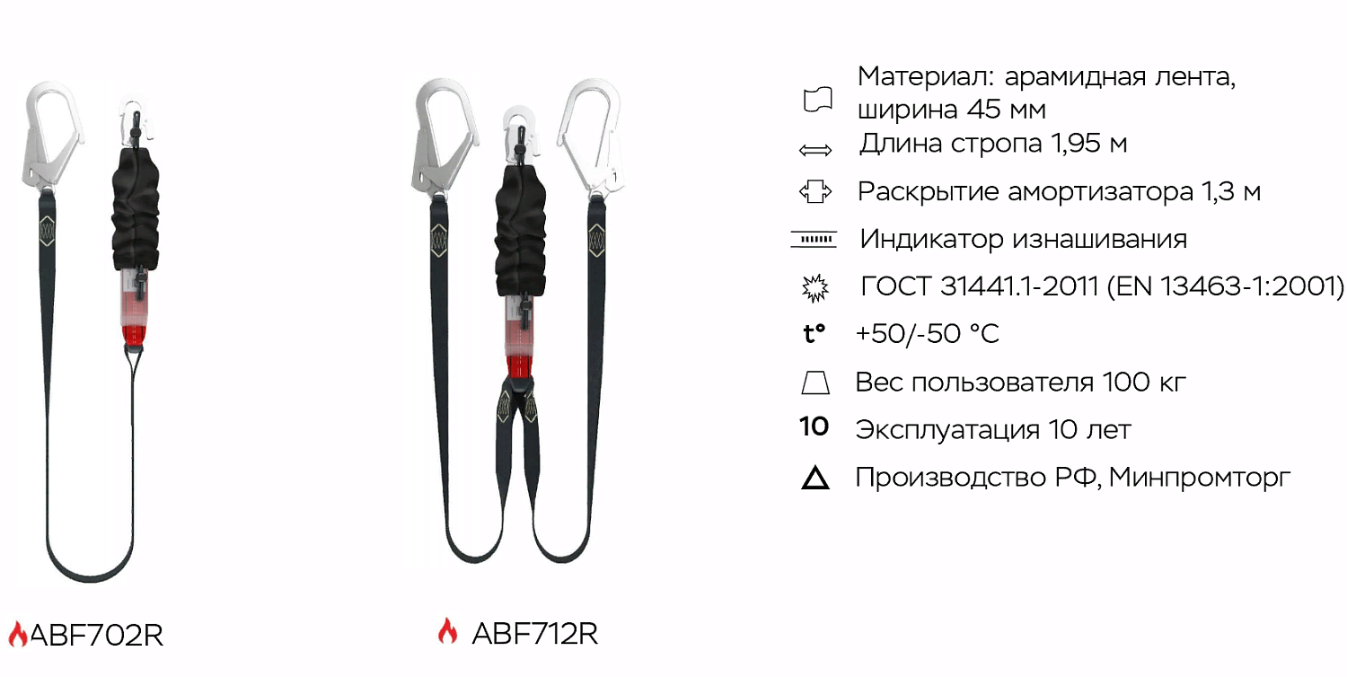 Строп страховочный ABF702R-56 | Огнеупорный | 56 мм | Safe-Tec